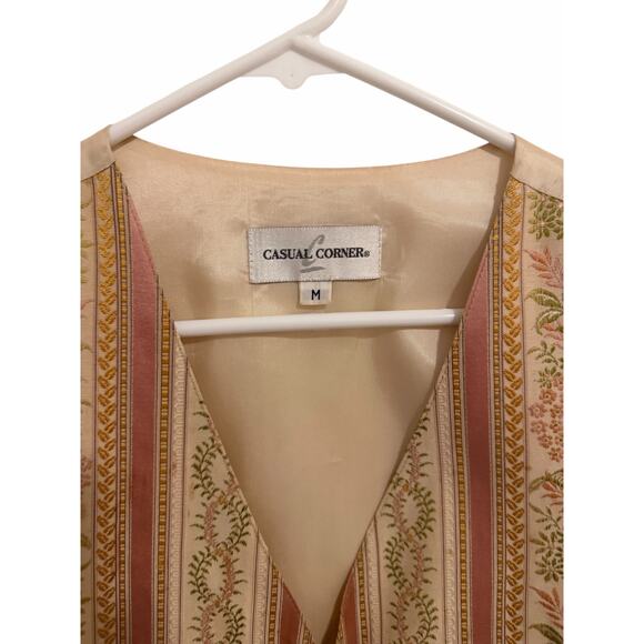 Casual Corner Women's Medium Ivory Pink V-Neck Tie Back Sleeveless Vest - Picture 7 of 10